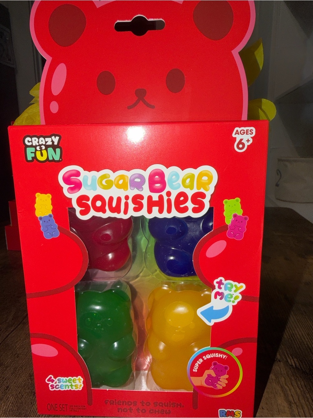 SugarBear Squishies Kids Toy - Red, Blue, Green, Yellow scented bears